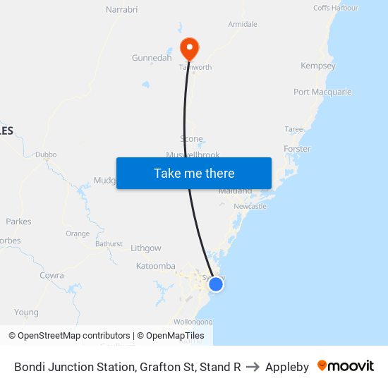 Bondi Junction Station, Grafton St, Stand R to Appleby map