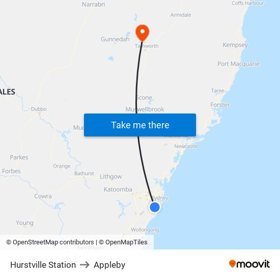 Hurstville Station to Appleby map