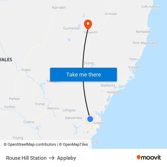 Rouse Hill Station to Appleby map