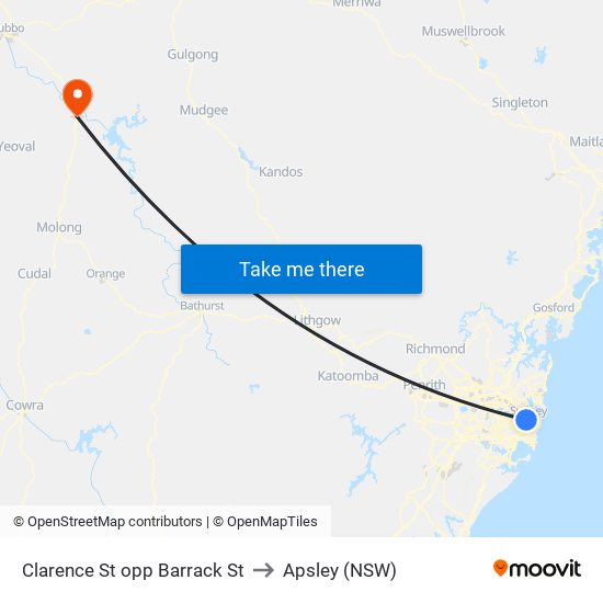 Clarence St opp Barrack St to Apsley (NSW) map