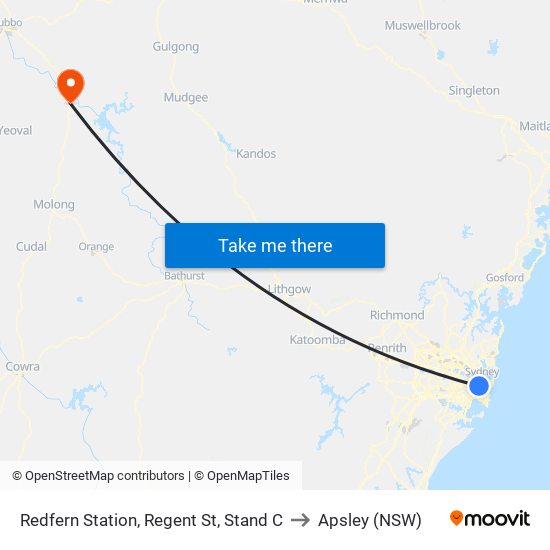 Redfern Station, Regent St, Stand C to Apsley (NSW) map