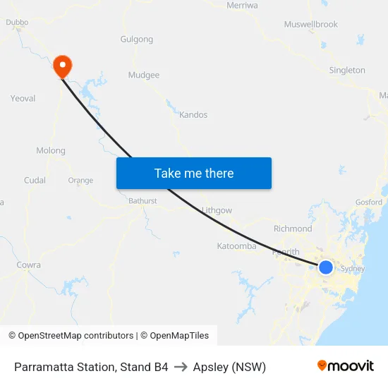 Parramatta Station, Stand B4 to Apsley (NSW) map