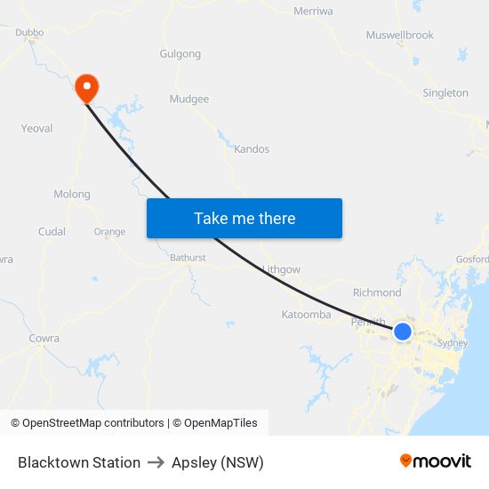 Blacktown Station to Apsley (NSW) map