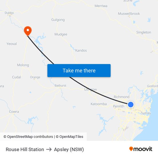 Rouse Hill Station to Apsley (NSW) map