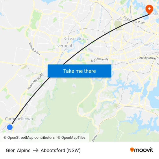 Glen Alpine to Abbotsford (NSW) map