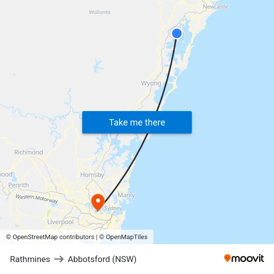 Rathmines to Abbotsford (NSW) map