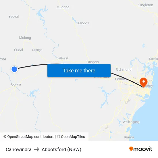 Canowindra to Abbotsford (NSW) map