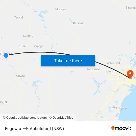 Eugowra to Abbotsford (NSW) map