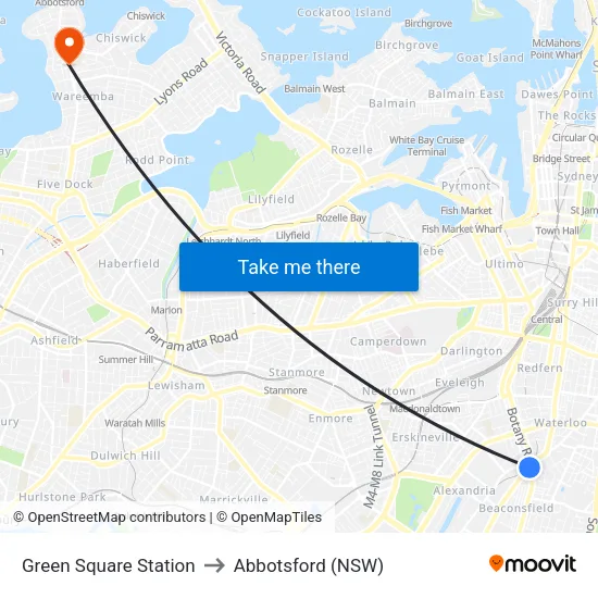 Green Square Station to Abbotsford (NSW) map