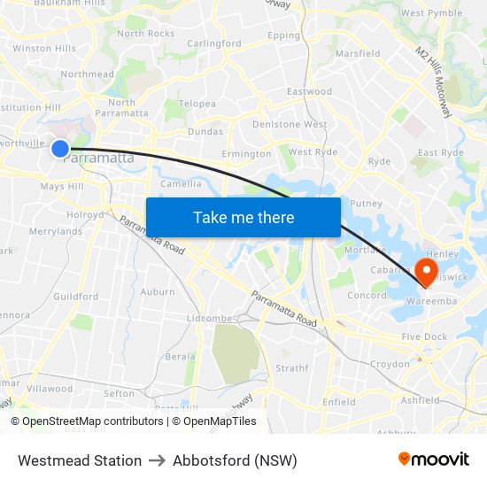 Westmead Station to Abbotsford (NSW) map