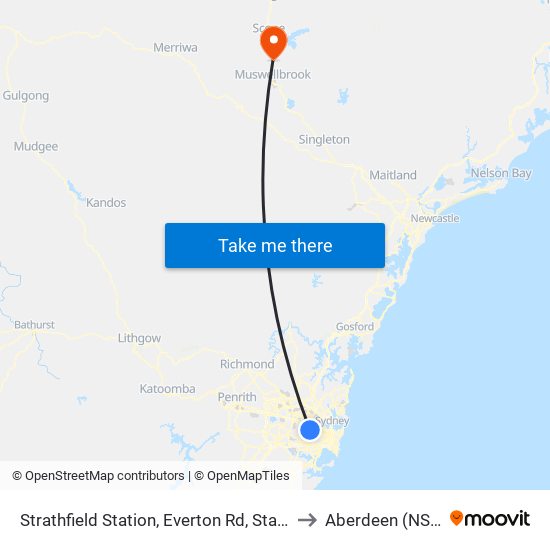 Strathfield Station, Everton Rd, Stand B to Aberdeen (NSW) map