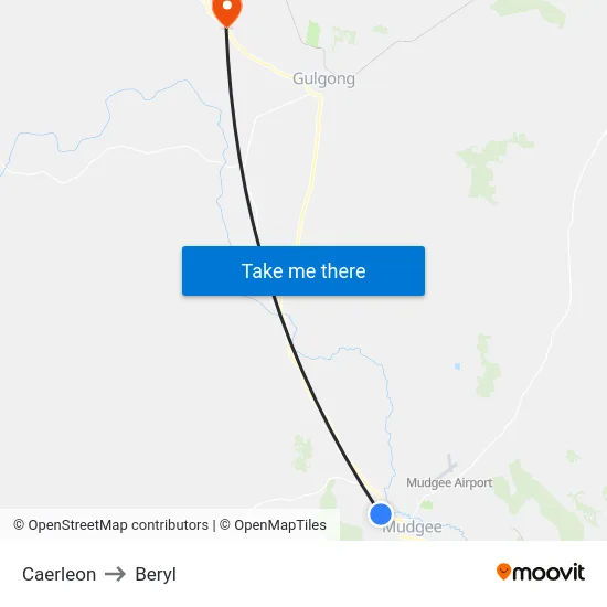 Caerleon to Beryl map