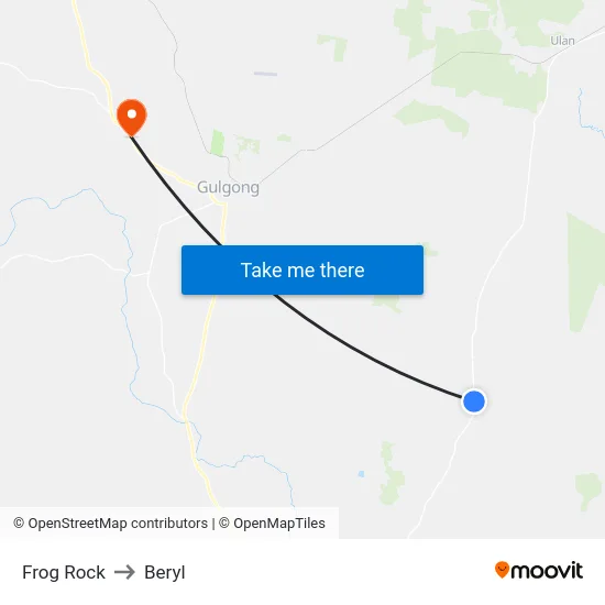 Frog Rock to Beryl map