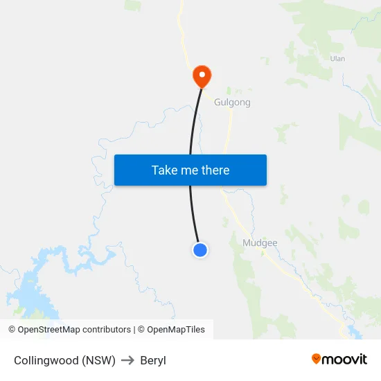 Collingwood (NSW) to Beryl map