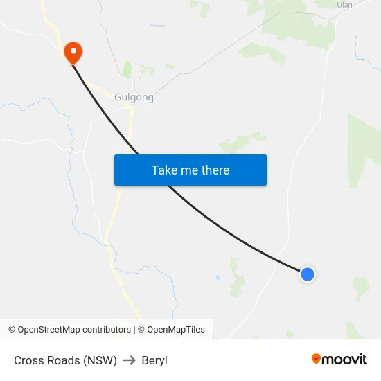 Cross Roads (NSW) to Beryl map