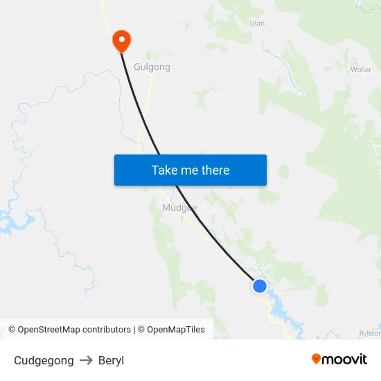 Cudgegong to Beryl map