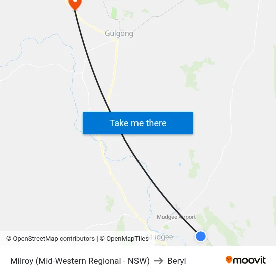 Milroy (Mid-Western Regional - NSW) to Beryl map