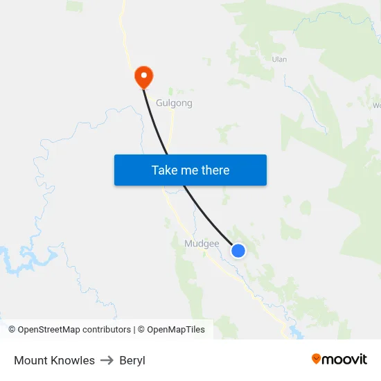 Mount Knowles to Beryl map