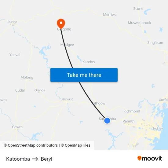 Katoomba to Beryl map
