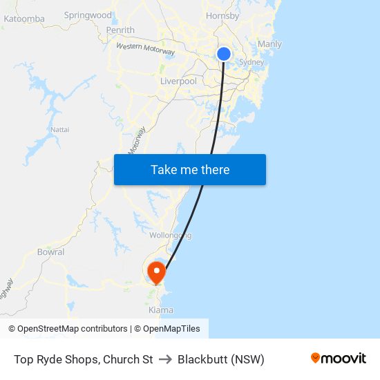 Top Ryde Shops, Church St to Blackbutt (NSW) map