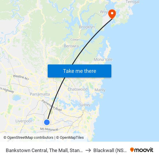 Bankstown Central, The Mall, Stand C to Blackwall (NSW) map