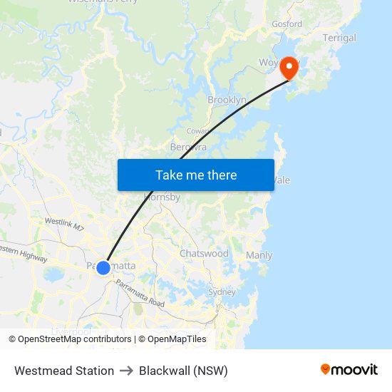 Westmead Station to Blackwall (NSW) map