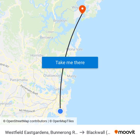 Westfield Eastgardens, Bunnerong Rd, Stand A to Blackwall (NSW) map