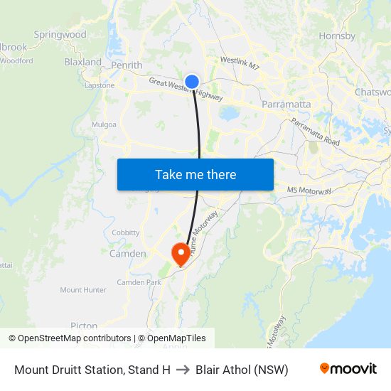 Mount Druitt Station, Stand H to Blair Athol (NSW) map