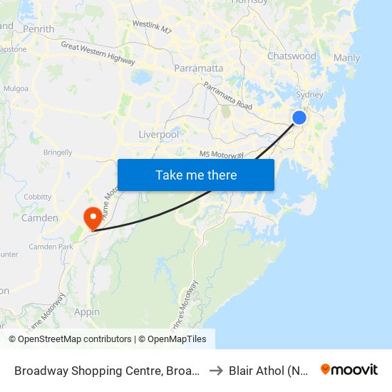 Broadway Shopping Centre, Broadway to Blair Athol (NSW) map