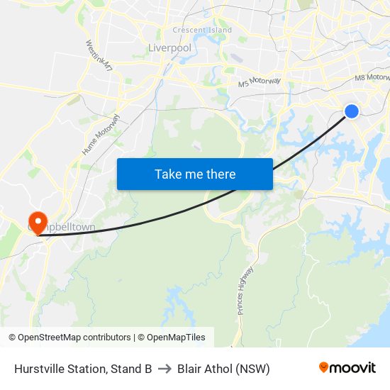 Hurstville Station, Stand B to Blair Athol (NSW) map