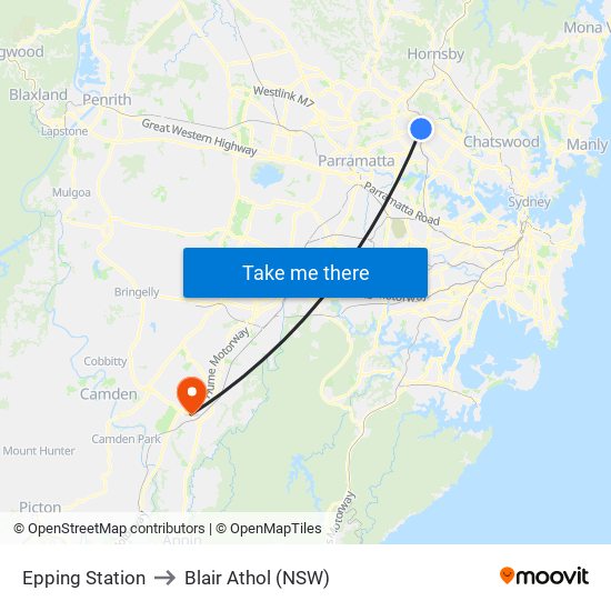 Epping Station to Blair Athol (NSW) map