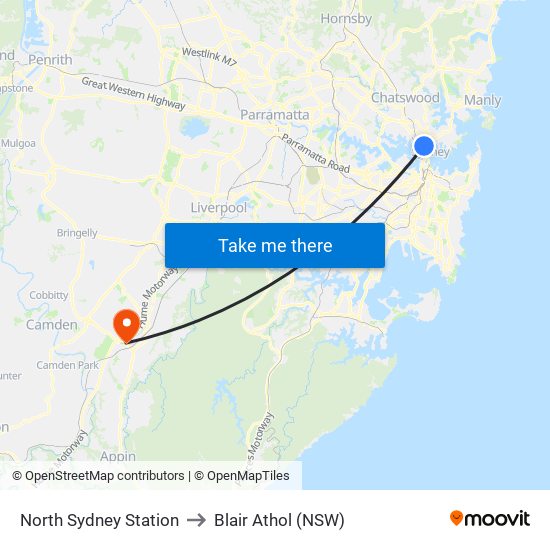 North Sydney Station to Blair Athol (NSW) map