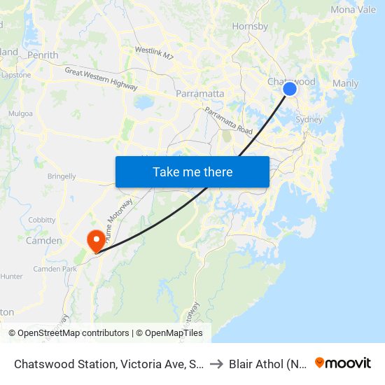 Chatswood Station, Victoria Ave, Stand E to Blair Athol (NSW) map