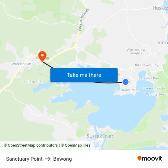 Sanctuary Point to Bewong map