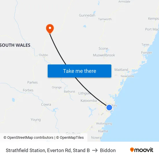 Strathfield Station, Everton Rd, Stand B to Biddon map