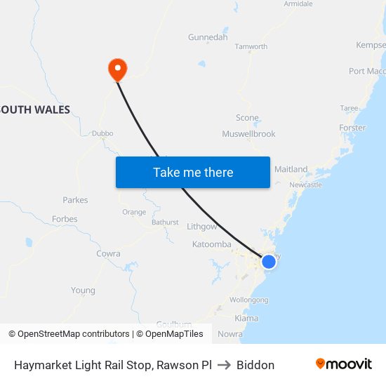 Haymarket Light Rail Stop, Rawson Pl to Biddon map