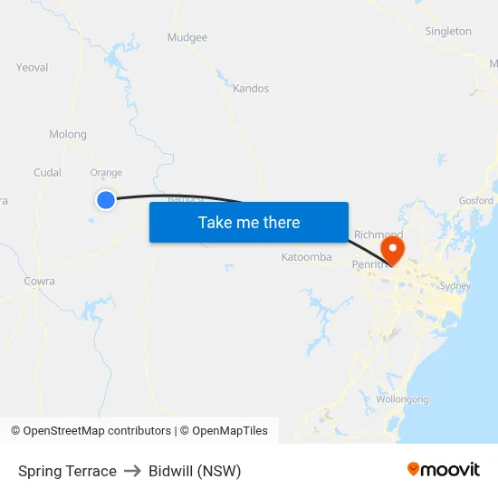 Spring Terrace to Bidwill (NSW) map