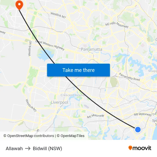 Allawah to Bidwill (NSW) map