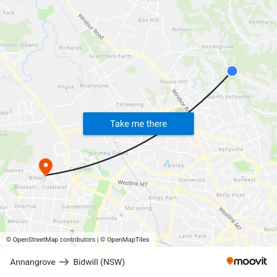 Annangrove to Bidwill (NSW) map