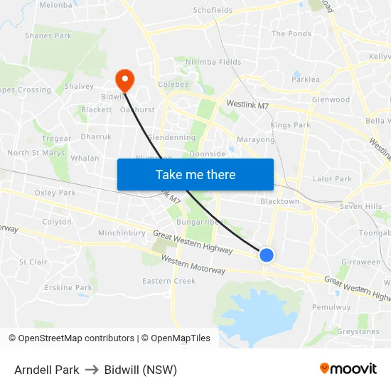 Arndell Park to Bidwill (NSW) map