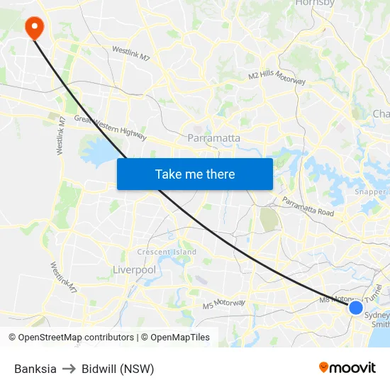 Banksia to Bidwill (NSW) map