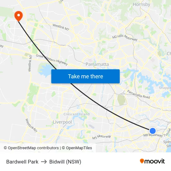 Bardwell Park to Bidwill (NSW) map