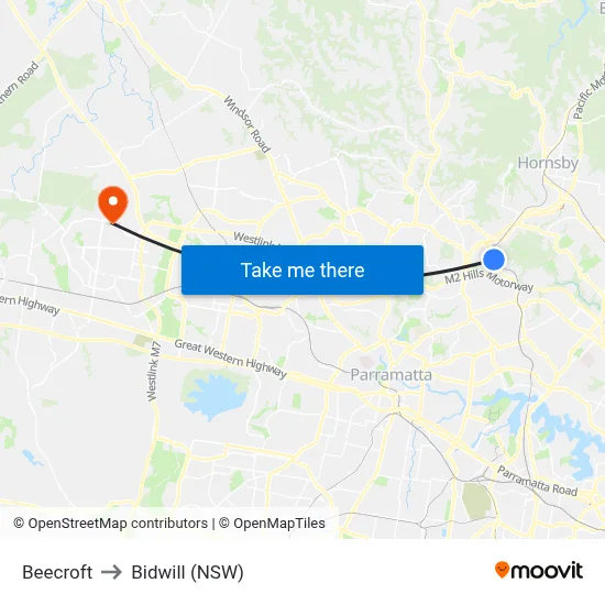 Beecroft to Bidwill (NSW) map