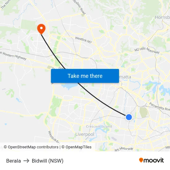 Berala to Bidwill (NSW) map