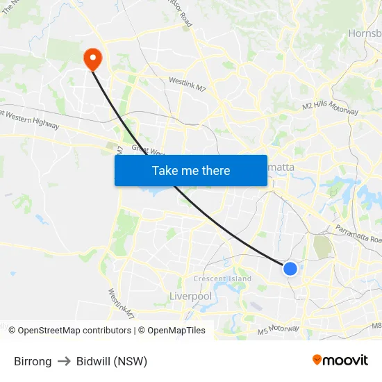 Birrong to Bidwill (NSW) map