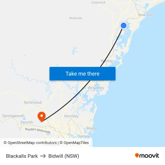 Blackalls Park to Bidwill (NSW) map