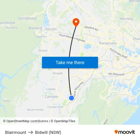 Blairmount to Bidwill (NSW) map