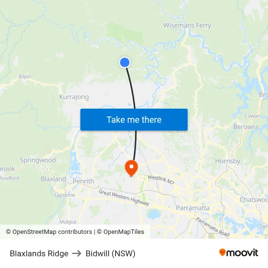 Blaxlands Ridge to Bidwill (NSW) map