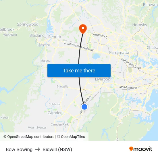 Bow Bowing to Bidwill (NSW) map