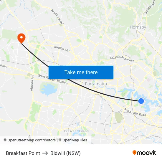 Breakfast Point to Bidwill (NSW) map
